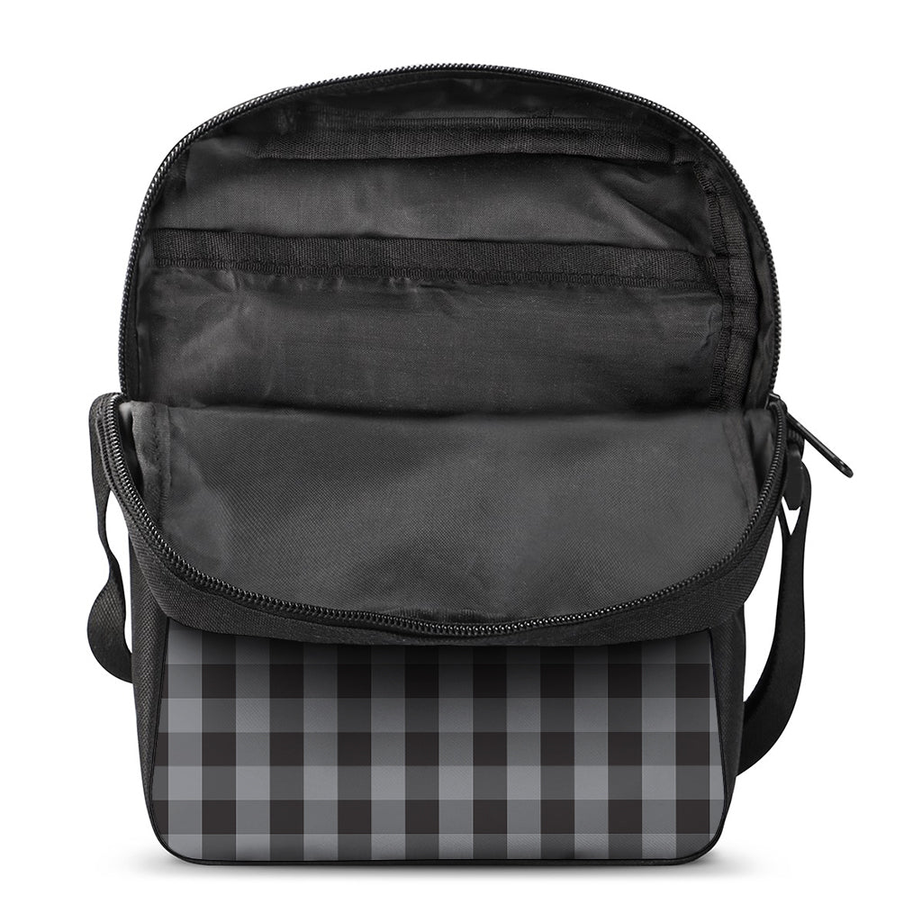 Grey And Black Check Pattern Print Rectangular Crossbody Bag