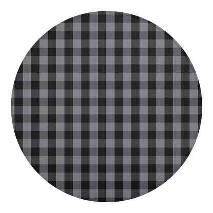 Grey And Black Check Pattern Print Round Blanket
