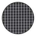 Grey And Black Check Pattern Print Round Floor Mat