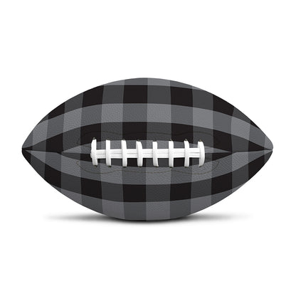 Grey And Black Check Pattern Print Rugby Ball