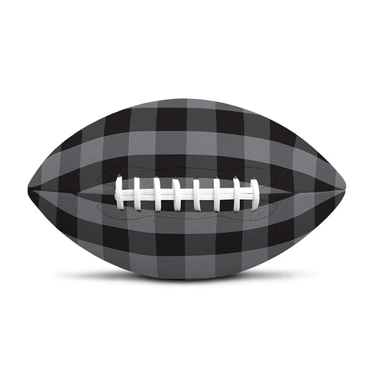 Grey And Black Check Pattern Print Rugby Ball