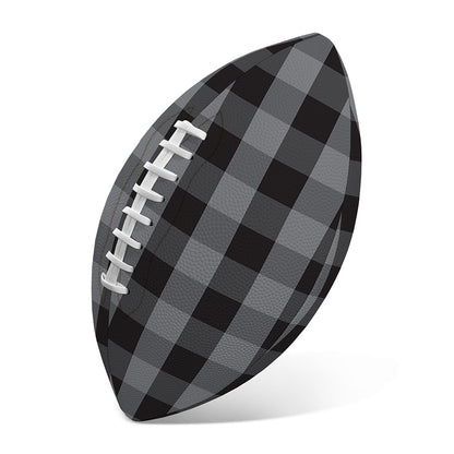Grey And Black Check Pattern Print Rugby Ball
