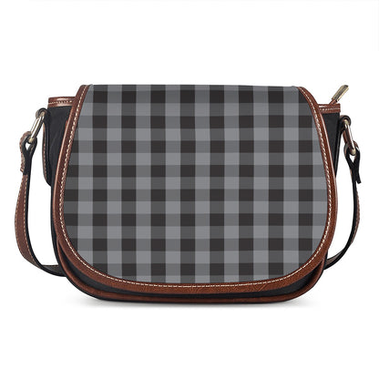 Grey And Black Check Pattern Print Saddle Bag