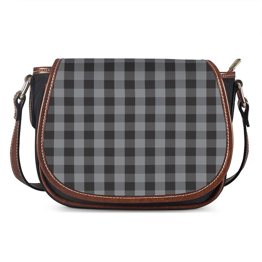 Grey And Black Check Pattern Print Saddle Bag