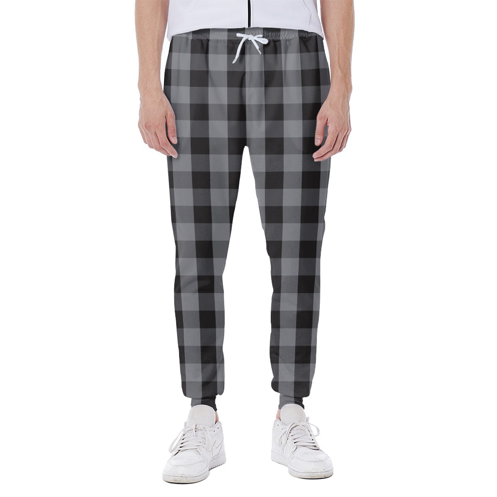 Grey And Black Check Pattern Print Scuba Joggers