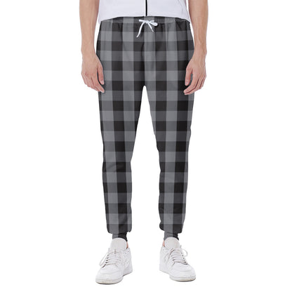 Grey And Black Check Pattern Print Scuba Joggers