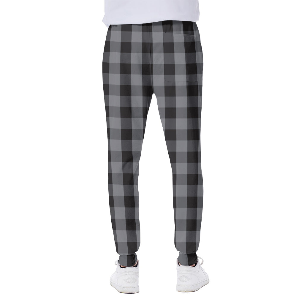 Grey And Black Check Pattern Print Scuba Joggers