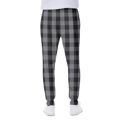 Grey And Black Check Pattern Print Scuba Joggers