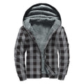 Grey And Black Check Pattern Print Sherpa Lined Zip Up Hoodie