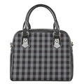 Grey And Black Check Pattern Print Shoulder Handbag
