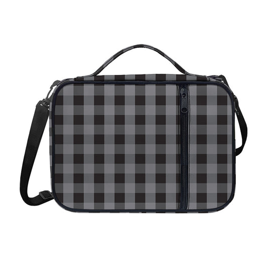 Grey And Black Check Pattern Print Shoulder Strap Bible Bag