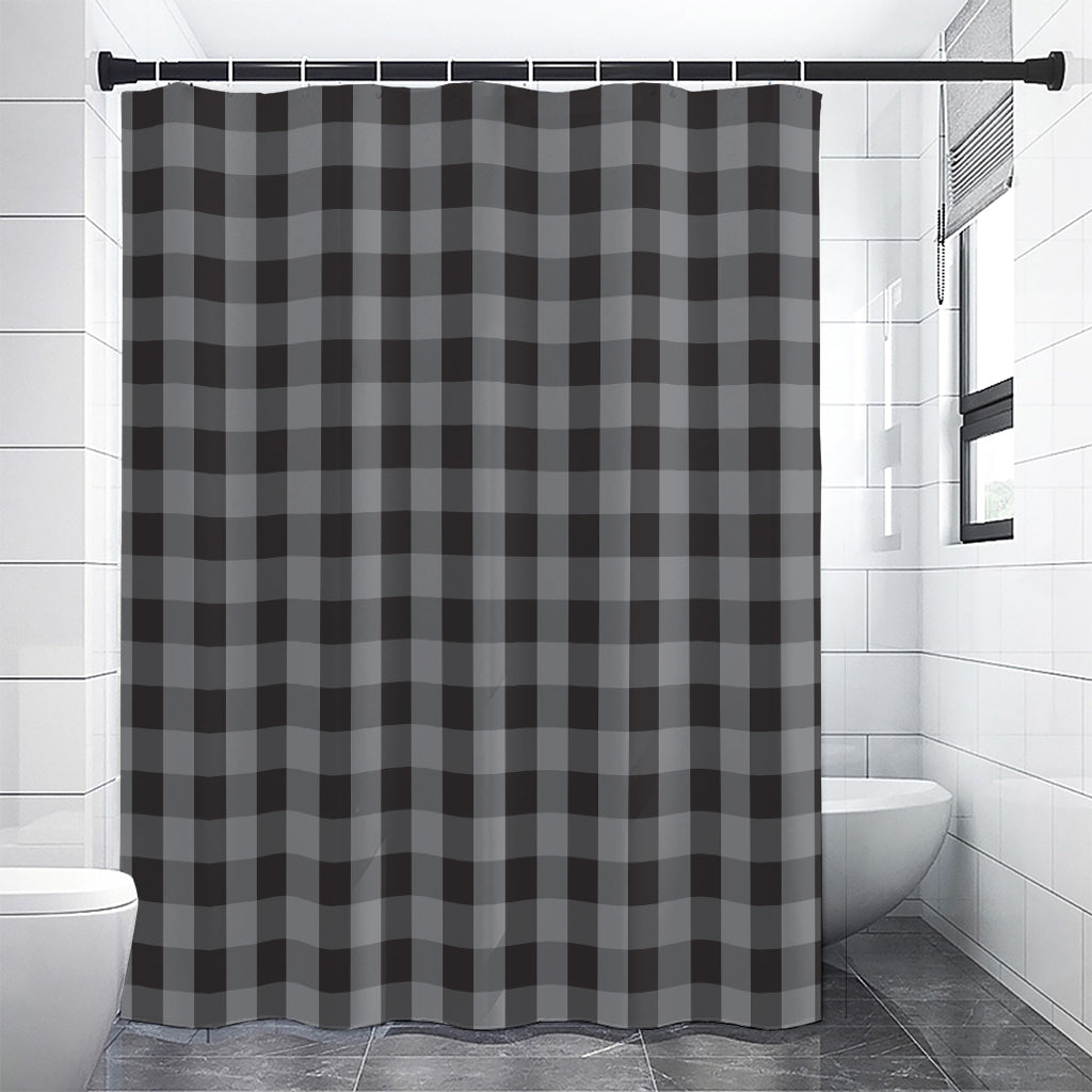 Grey And Black Check Pattern Print Shower Curtain