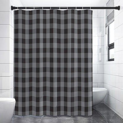 Grey And Black Check Pattern Print Shower Curtain