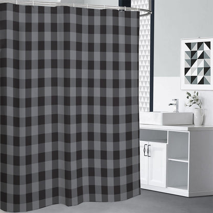 Grey And Black Check Pattern Print Shower Curtain