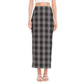 Grey And Black Check Pattern Print Side Slit Maxi Skirt