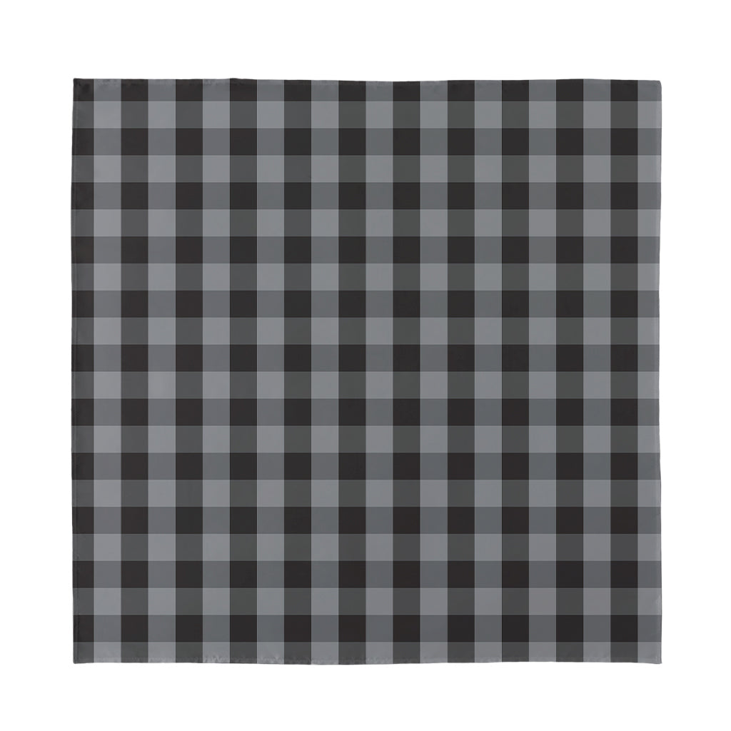 Grey And Black Check Pattern Print Silk Bandana