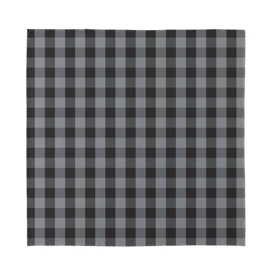 Grey And Black Check Pattern Print Silk Bandana