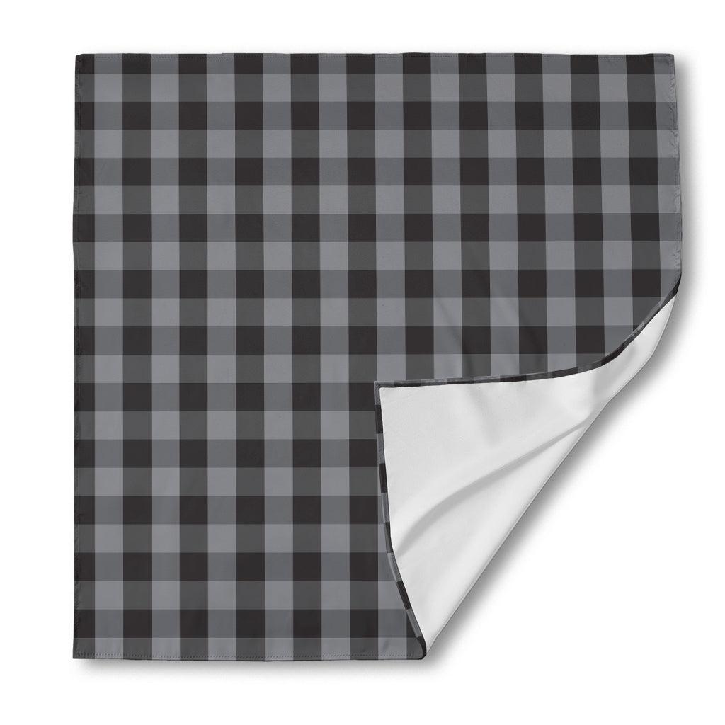 Grey And Black Check Pattern Print Silk Bandana