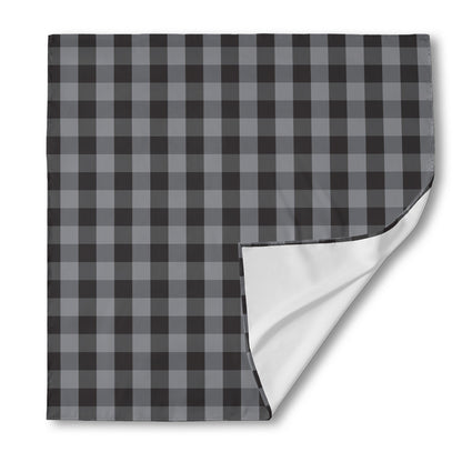Grey And Black Check Pattern Print Silk Bandana