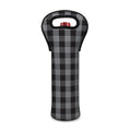 Grey And Black Check Pattern Print Single Neoprene Wine Tote