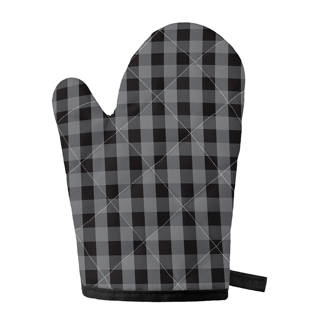 Grey And Black Check Pattern Print Single Oven Mitt