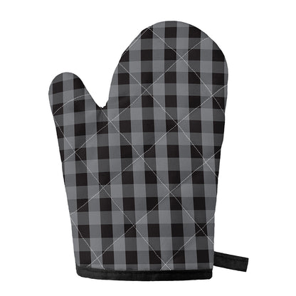Grey And Black Check Pattern Print Single Oven Mitt