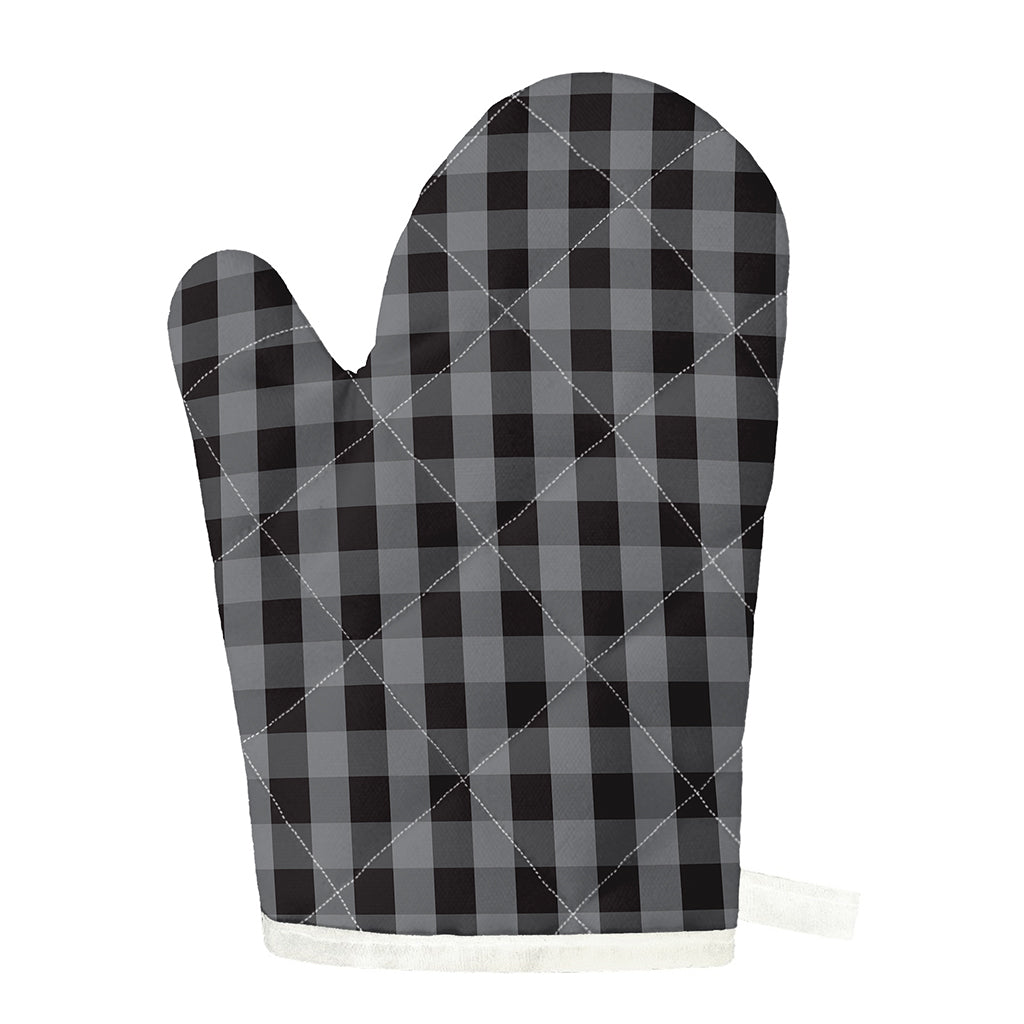 Grey And Black Check Pattern Print Single Oven Mitt