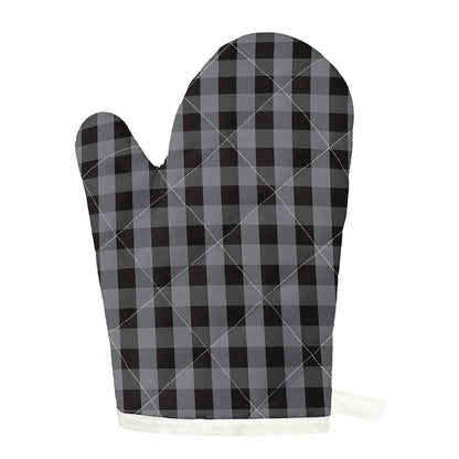 Grey And Black Check Pattern Print Single Oven Mitt