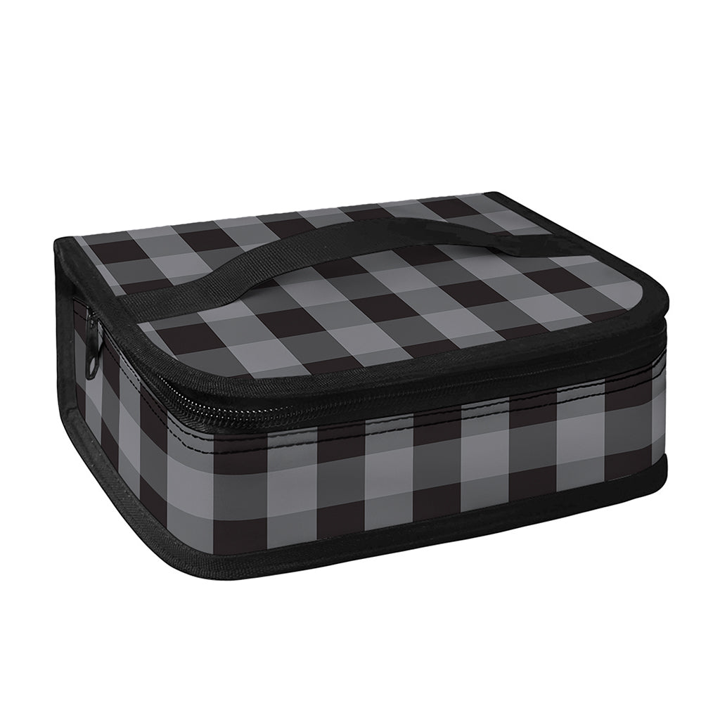 Grey And Black Check Pattern Print Small Lunch Bag