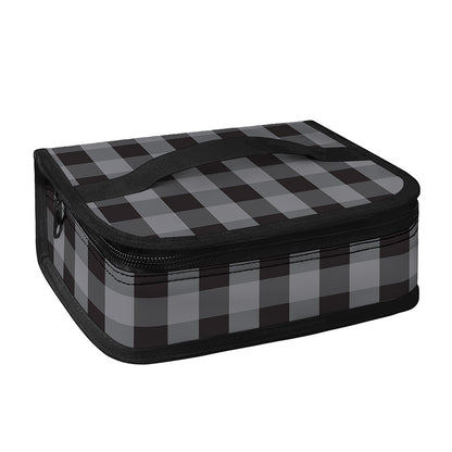Grey And Black Check Pattern Print Small Lunch Bag