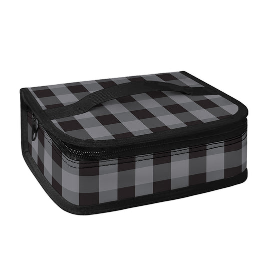 Grey And Black Check Pattern Print Small Lunch Bag