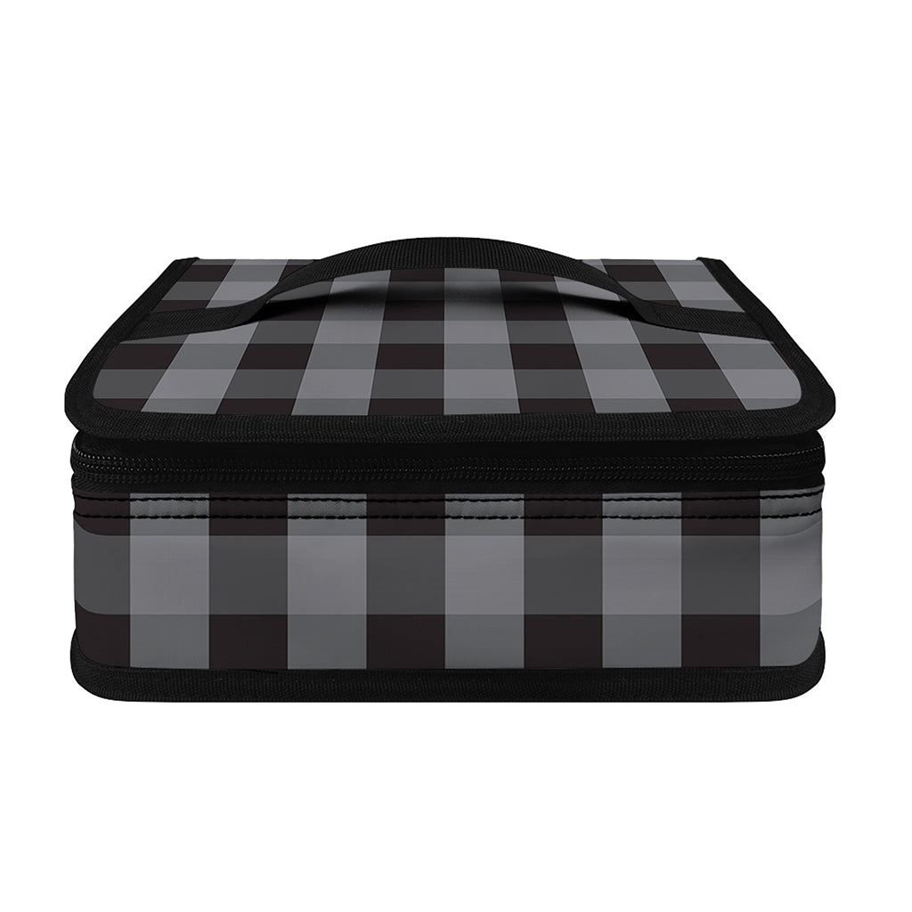 Grey And Black Check Pattern Print Small Lunch Bag