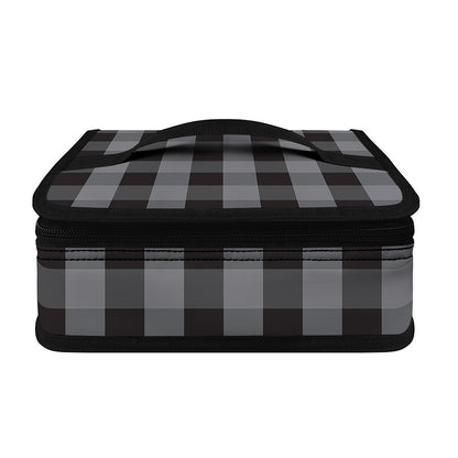 Grey And Black Check Pattern Print Small Lunch Bag