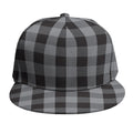 Grey And Black Check Pattern Print Snapback Cap