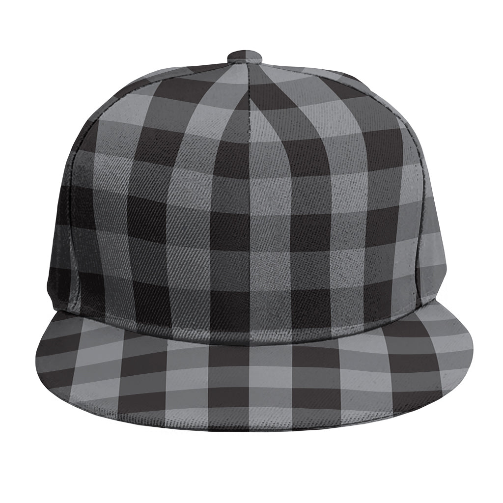 Grey And Black Check Pattern Print Snapback Cap