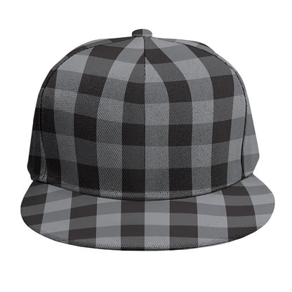 Grey And Black Check Pattern Print Snapback Cap