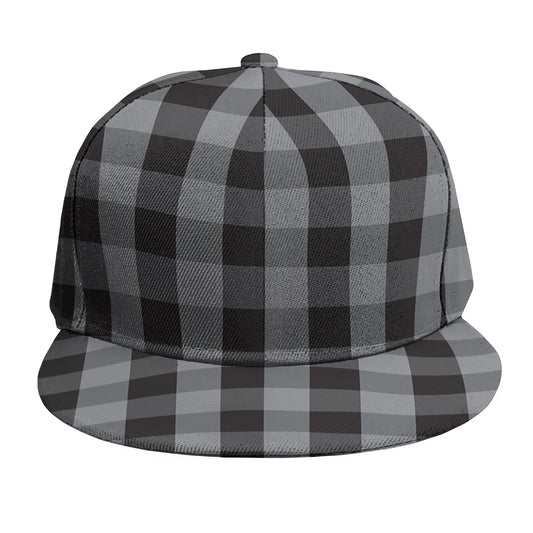 Grey And Black Check Pattern Print Snapback Cap