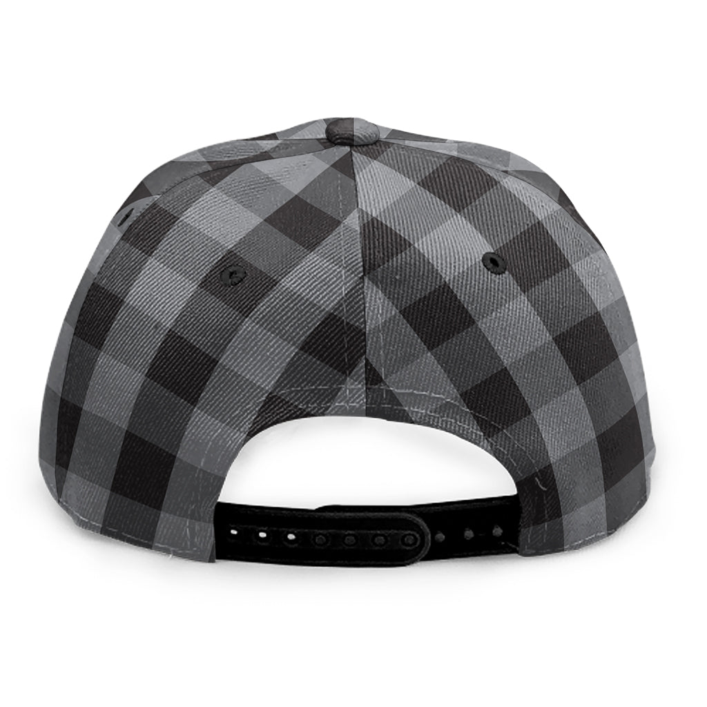 Grey And Black Check Pattern Print Snapback Cap