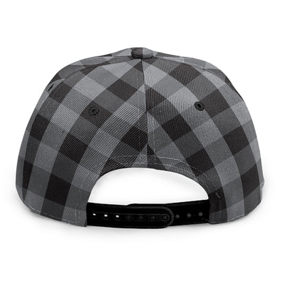 Grey And Black Check Pattern Print Snapback Cap