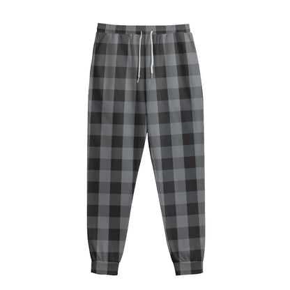 Grey And Black Check Pattern Print Sweatpants
