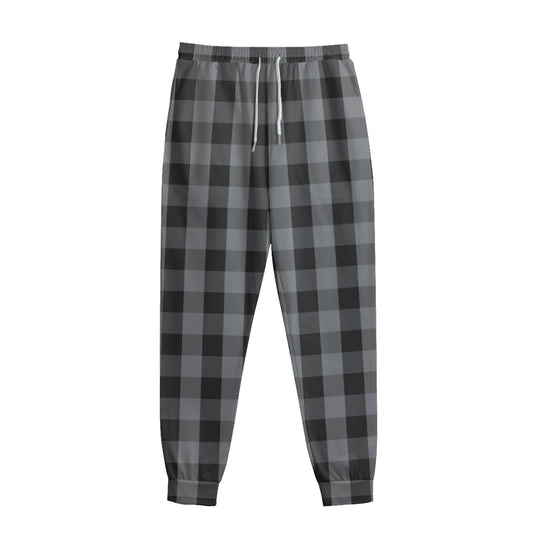 Grey And Black Check Pattern Print Sweatpants