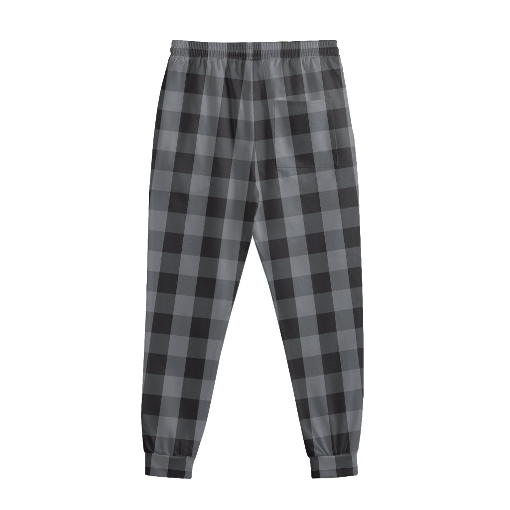 Grey And Black Check Pattern Print Sweatpants