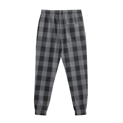 Grey And Black Check Pattern Print Sweatpants