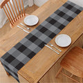Grey And Black Check Pattern Print Table Runner