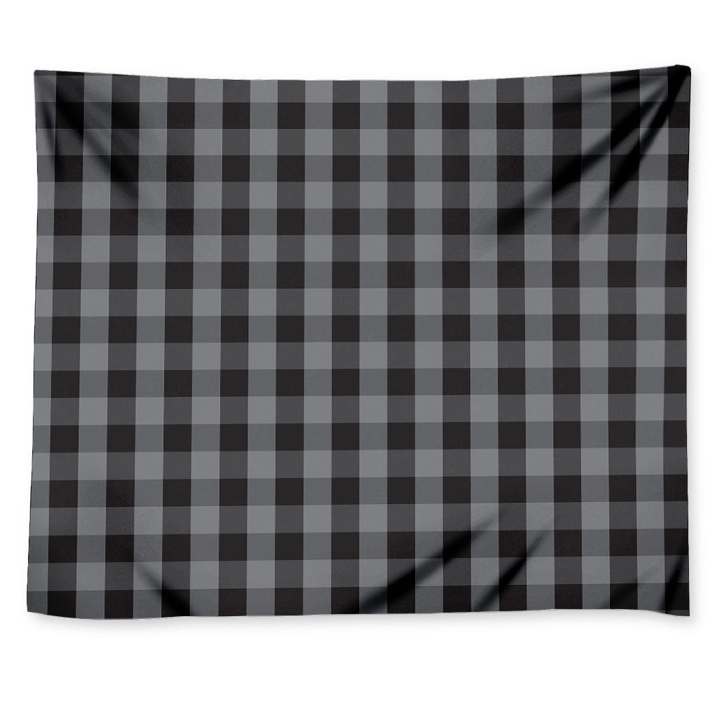 Grey And Black Check Pattern Print Tapestry