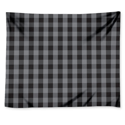 Grey And Black Check Pattern Print Tapestry