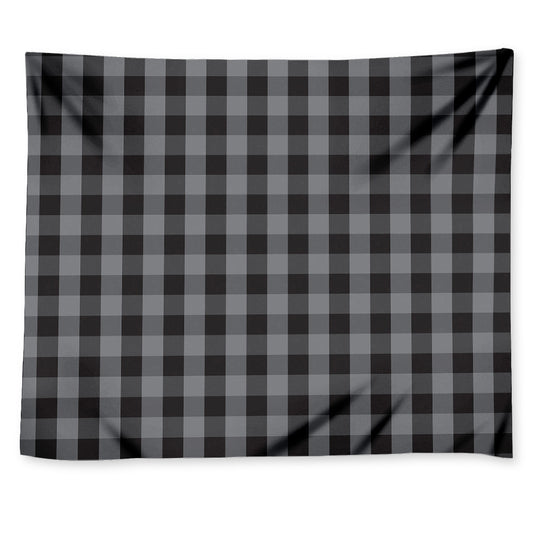 Grey And Black Check Pattern Print Tapestry