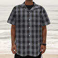 Grey And Black Check Pattern Print Textured Short Sleeve Shirt