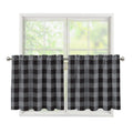 Grey And Black Check Pattern Print Tier Curtains