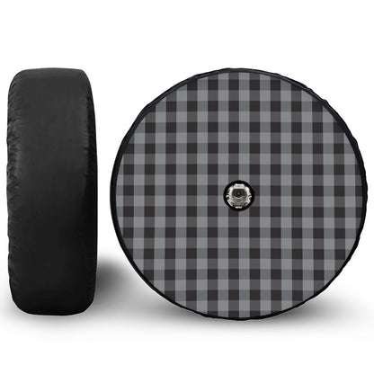 Grey And Black Check Pattern Print Tire Cover With Camera Hole
